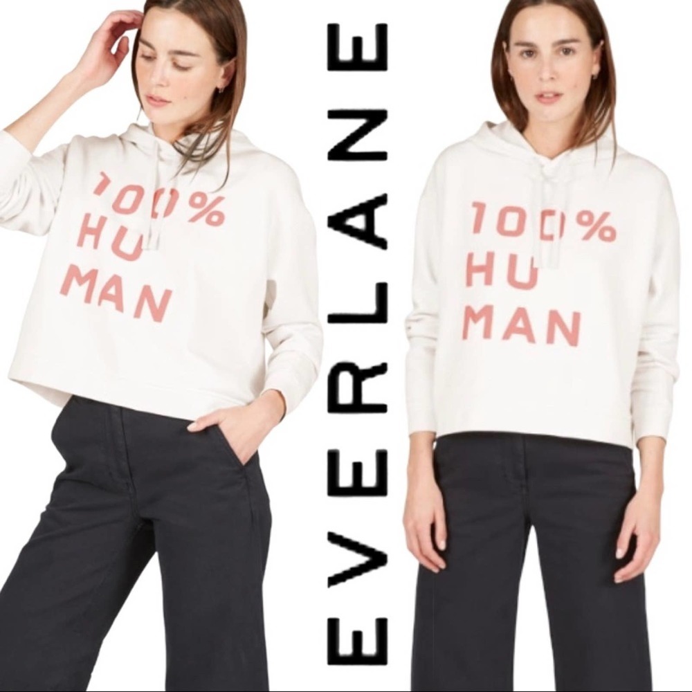 Everlane 100% Human Cropped Hoodie Pink